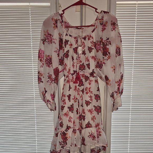 Free People Dresses & Skirts - Free People Cream and Burgundy Floral Dress